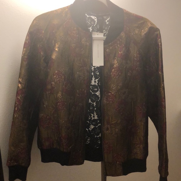 NWT French Connection Gold Jacquard Lace Jacket - Picture 2 of 4